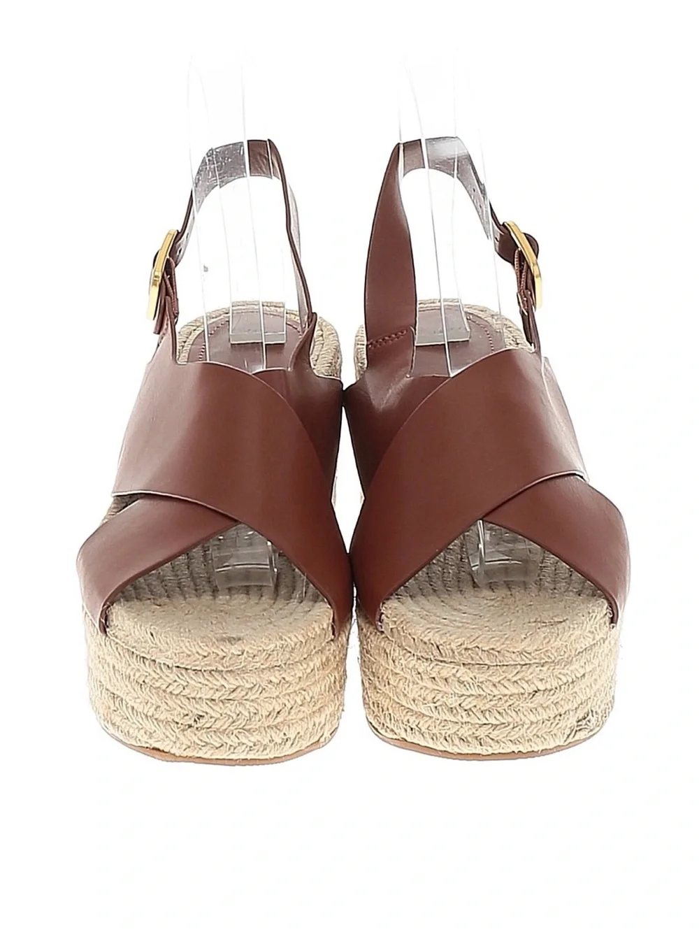 Women‎ Shoes Brown Leather Platform Crisscross Straps